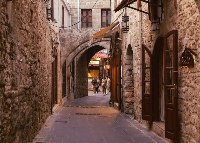streets in the old town of rhodes